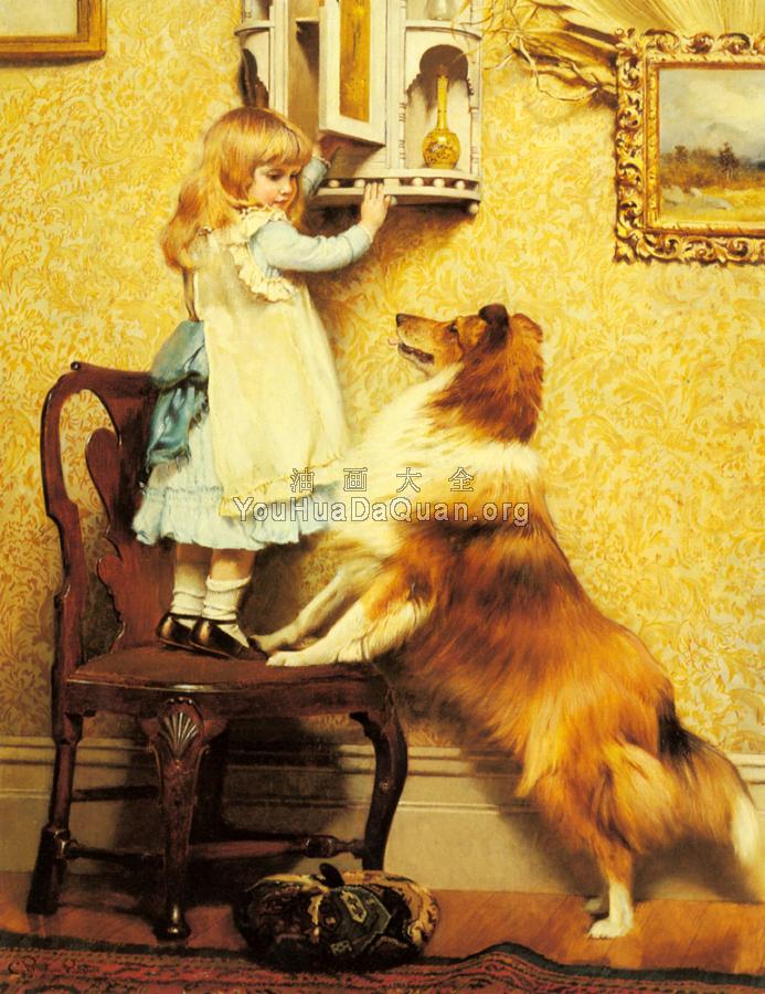 A Little Girl and her Sheltie - 查尔斯·伯顿·巴伯
